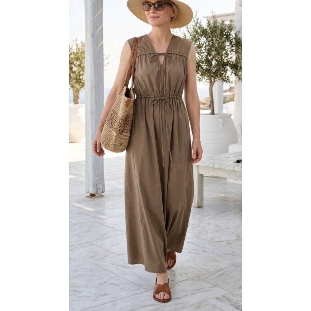 Touché Privé Minimalist Mink-Olive Maxi Dress | IT 38 (Fits like US 8 / Medium)